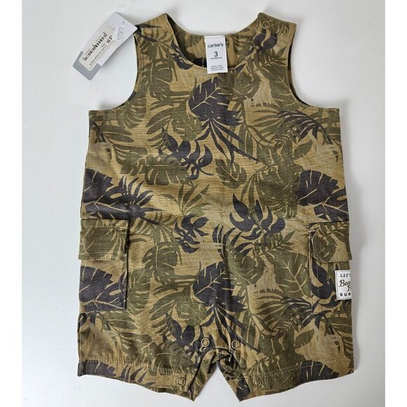 Carters Unisex 3 Month Baby Jungle Print Romper Little Beach Bum Collection - Picture 1 of 7